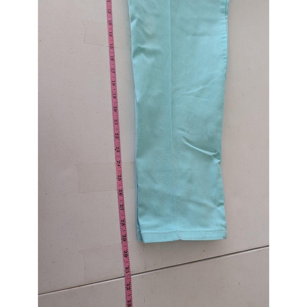 Blair Womens Aqua Turquoise Pull On Straight Leg Pants 14MS Stretch Flat Front - Picture 9 of 11
